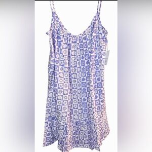 Billabong Sunny Daze Mini Dress LavenderPeriwinkle Tropical Print FlowyCami NWT